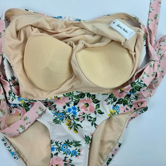 Lime Ricki Somerset Floral Shoulder Tie V-Neck One-Piece swimsuit Medium NWOT - Picture 5 of 12